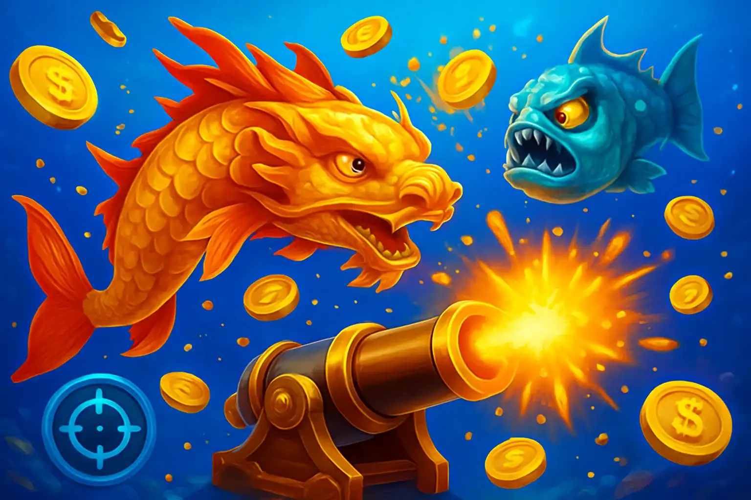 Vibrant Philippine casino fishing game with colorful fish and coin explosions